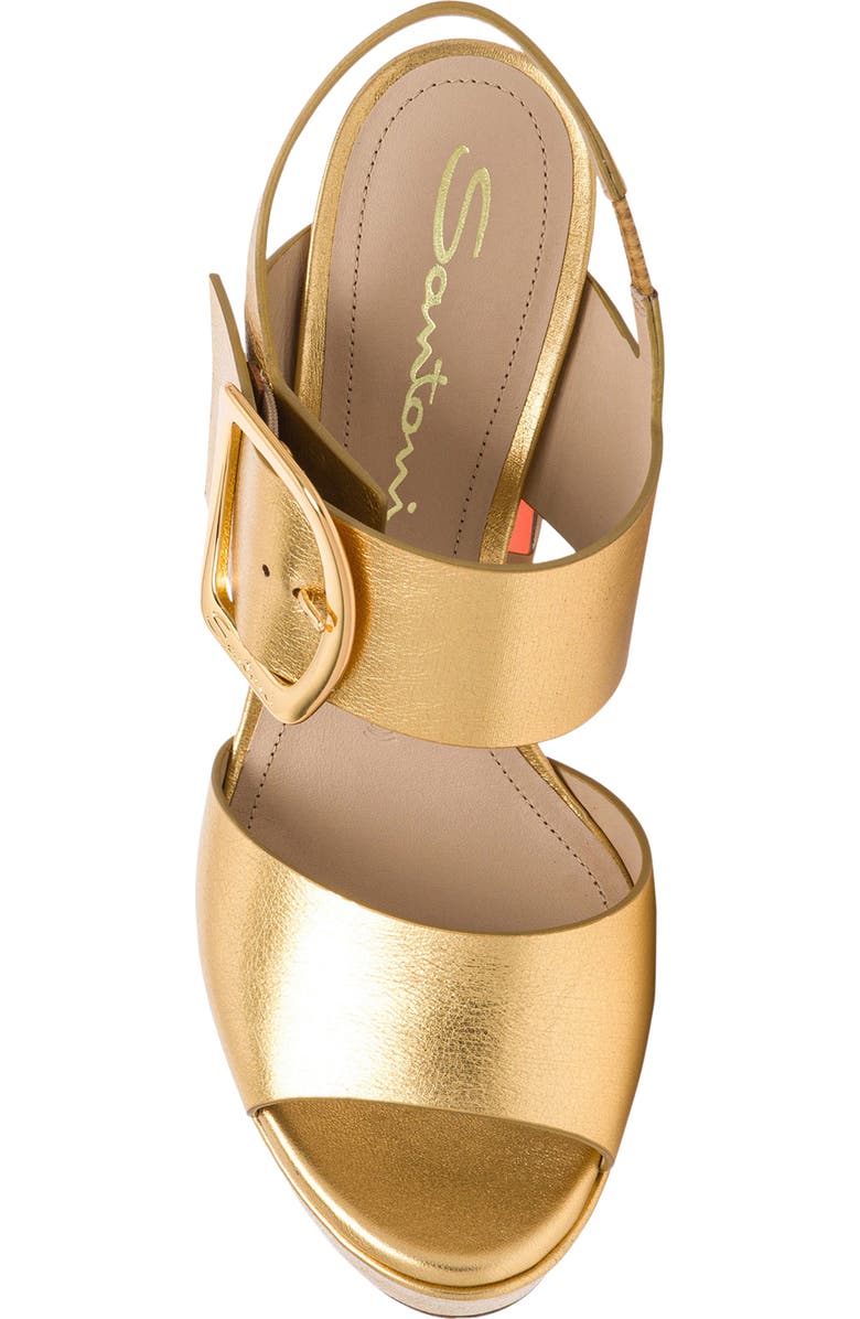 Santoni Women's laminated leather high-heel sandal, Alternate, color, Gold