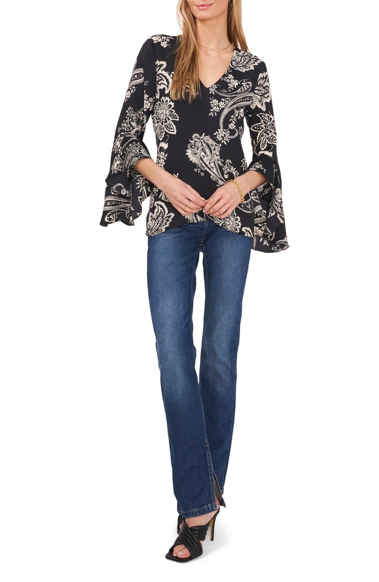 Vince Camuto Paisley Bell Sleeve Blouse, Alternate, color,