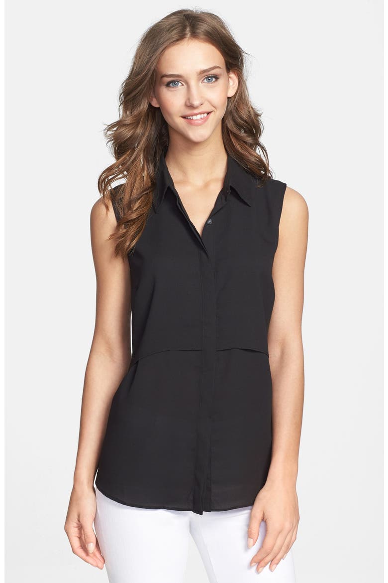 Ingrish Sleeveless Double Layer Crepe Blouse, Main, color, BLACK