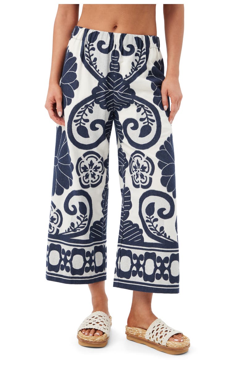 Trina Turk Estella 2 Pull On Cropped Pant, Alternate, color, Sumi Blue/Whitewash