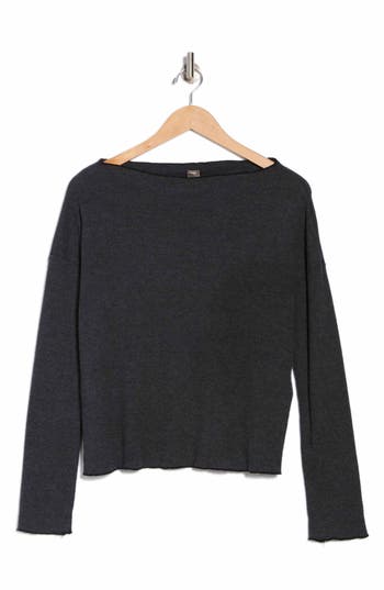 Go Couture Long Sleeve Pullover Sweater In Blue