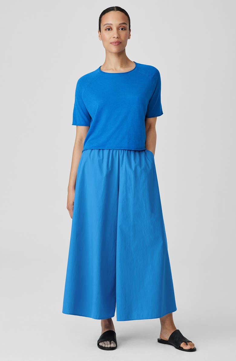 Eileen Fisher Organic Cotton Poplin Ankle Extra Wide Leg Pants, Alternate, color, Calypso