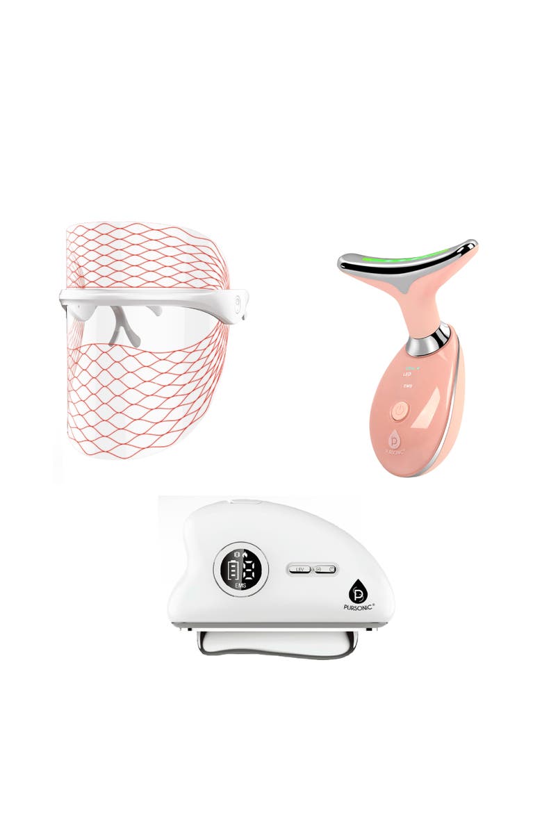 PURSONIC Firming, Lifting & Radiance Skincare Set - 7-in-1 LED Light Therapy Face Mask & Sculpting Wand Set, Main, color, Multicolor