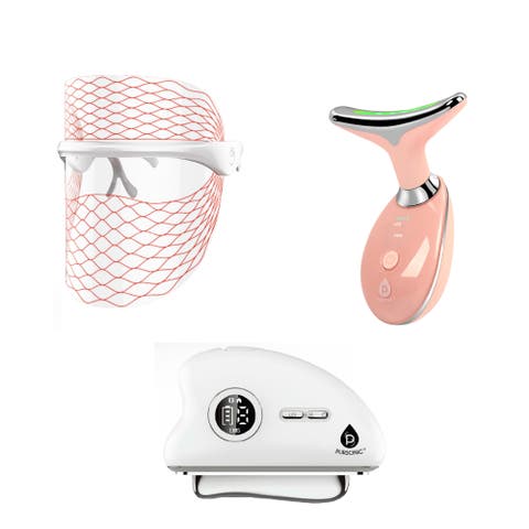 Firming, Lifting & Radiance Skincare Set - 7-in-1 LED Light Therapy Face Mask & Sculpting Wand Set