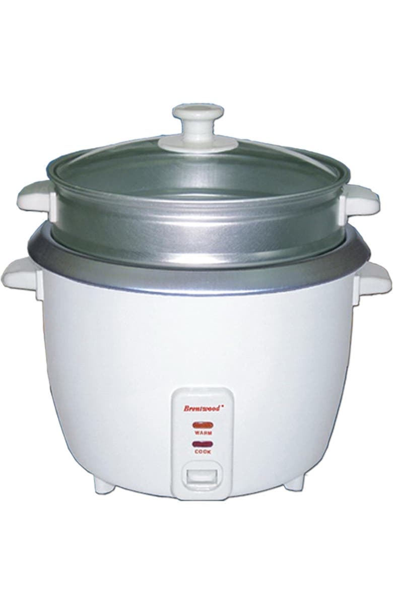 Brentwood (Uncooked) Rice Cooker With Steamer, Main, color, White