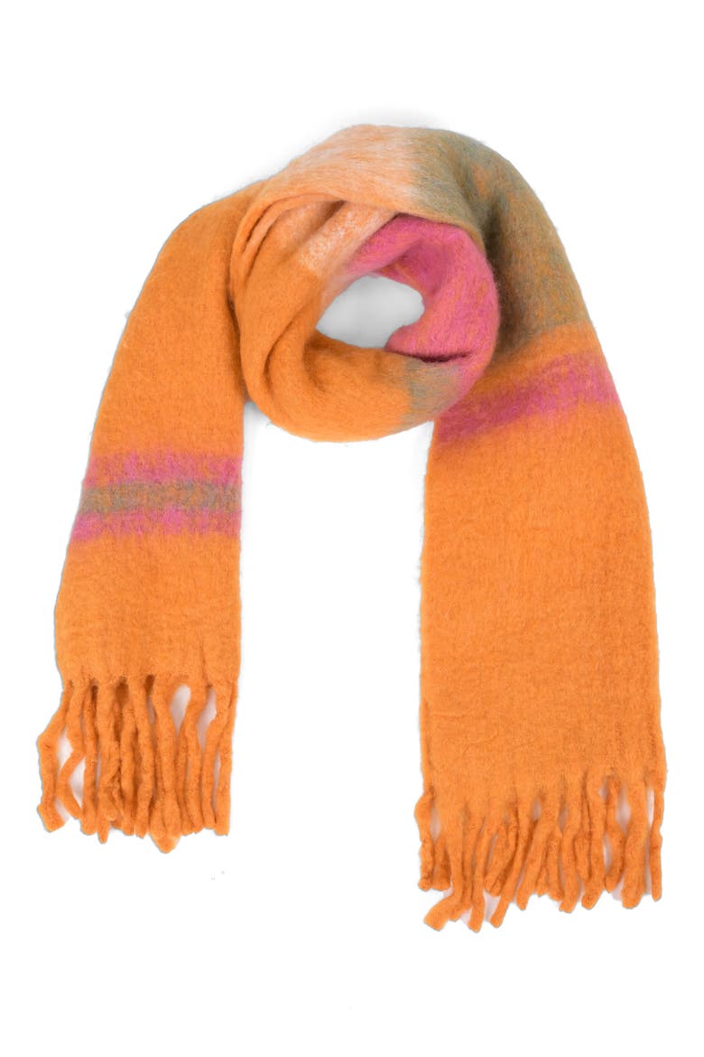 Fringe Trim Scarf, Alternate, color, ORANGE PINK