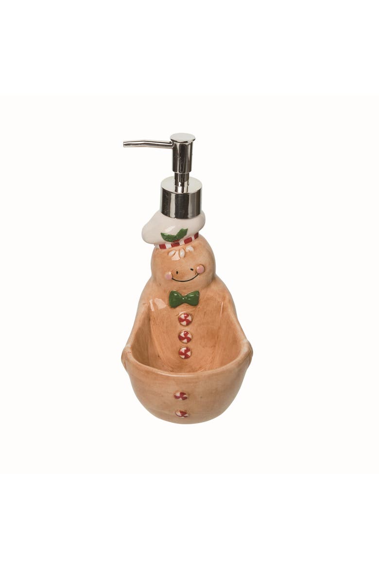Gingerbread Man Soap Dispenser and Sponge Holder, Main, color, Brown