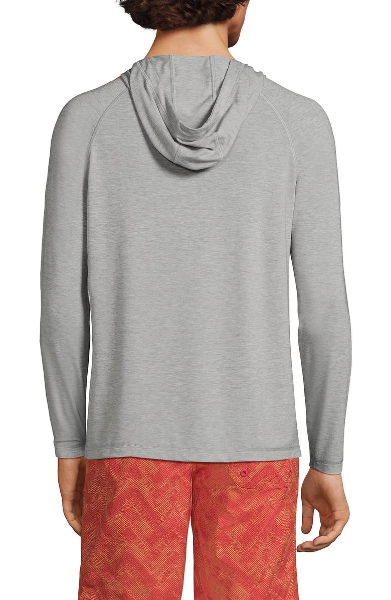 Lands' End Cooling Long Sleeve UPF 50 Hooded Swim Tee Rash Guard, Alternate, color, Gray Heather
