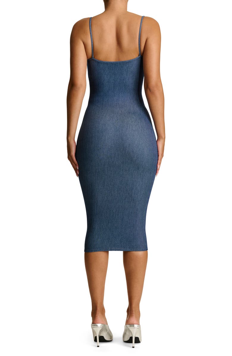 Naked Wardrobe Stretch Cotton Body-Con Maxi Dress, Alternate, color, Denim