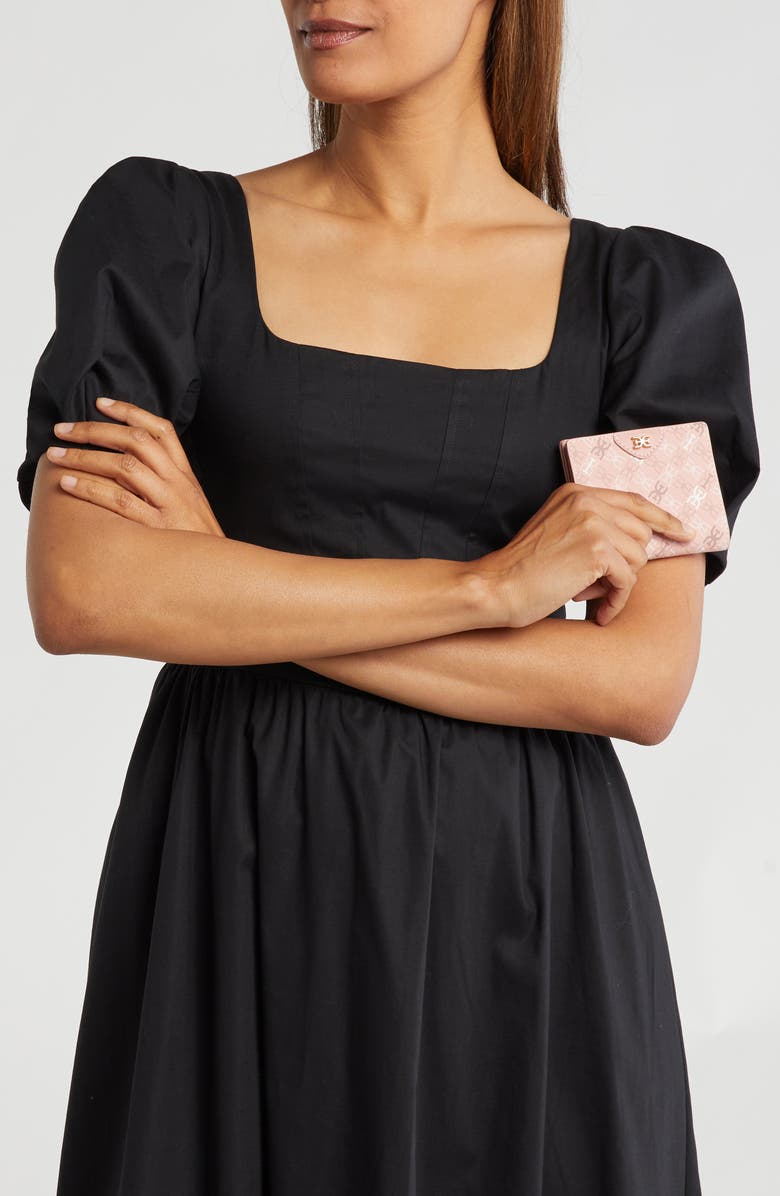 Sam Edelman Harper Monogram Faux Leather Bifold Wallet, Alternate, color, Coral