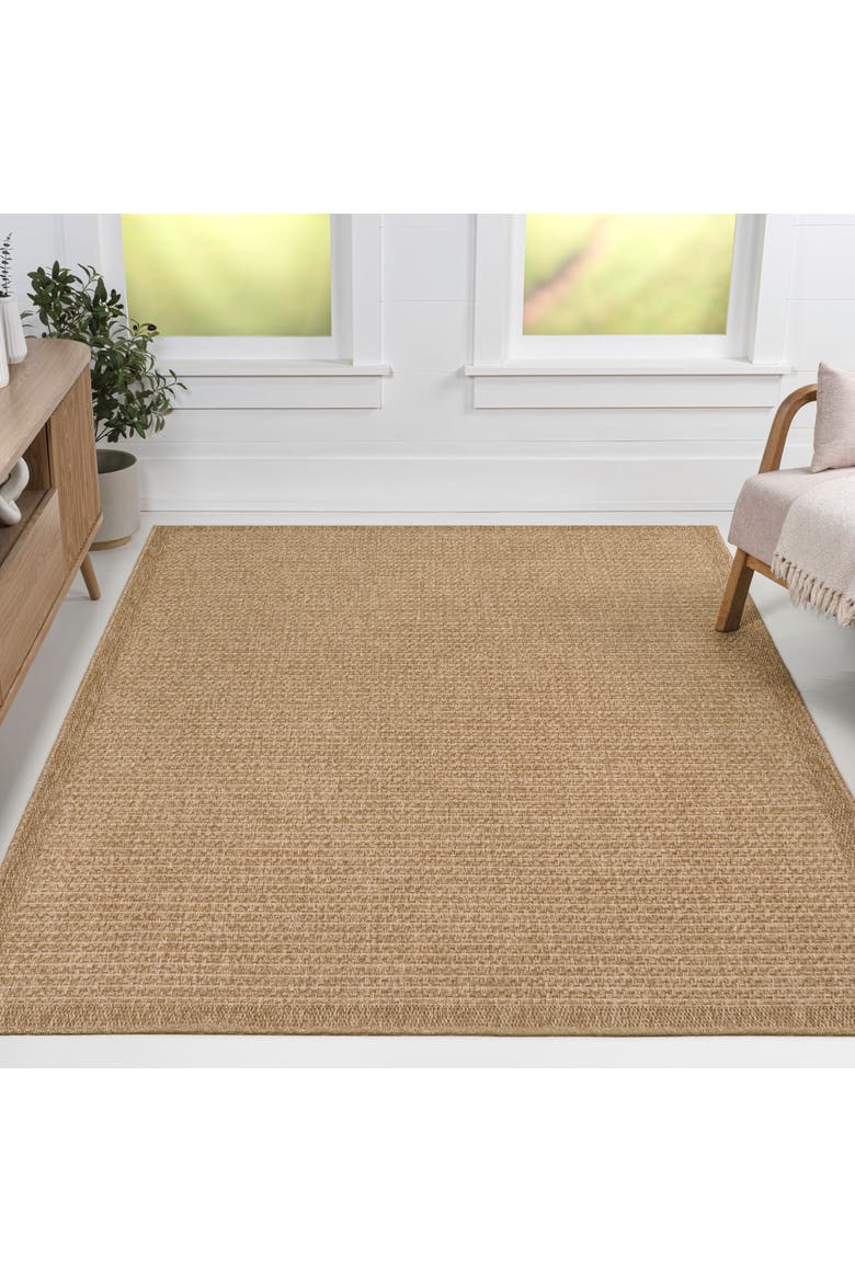Maxine Easy Jute Contemporary Border Boho Fine Rib Weave Indoor/Outdoor Area Rug, Alternate, color, Natural