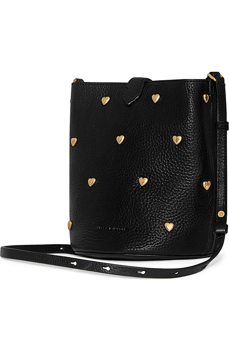 Rebecca Minkoff Small Heart Studded Leather Bucket Bag, Alternate, color,