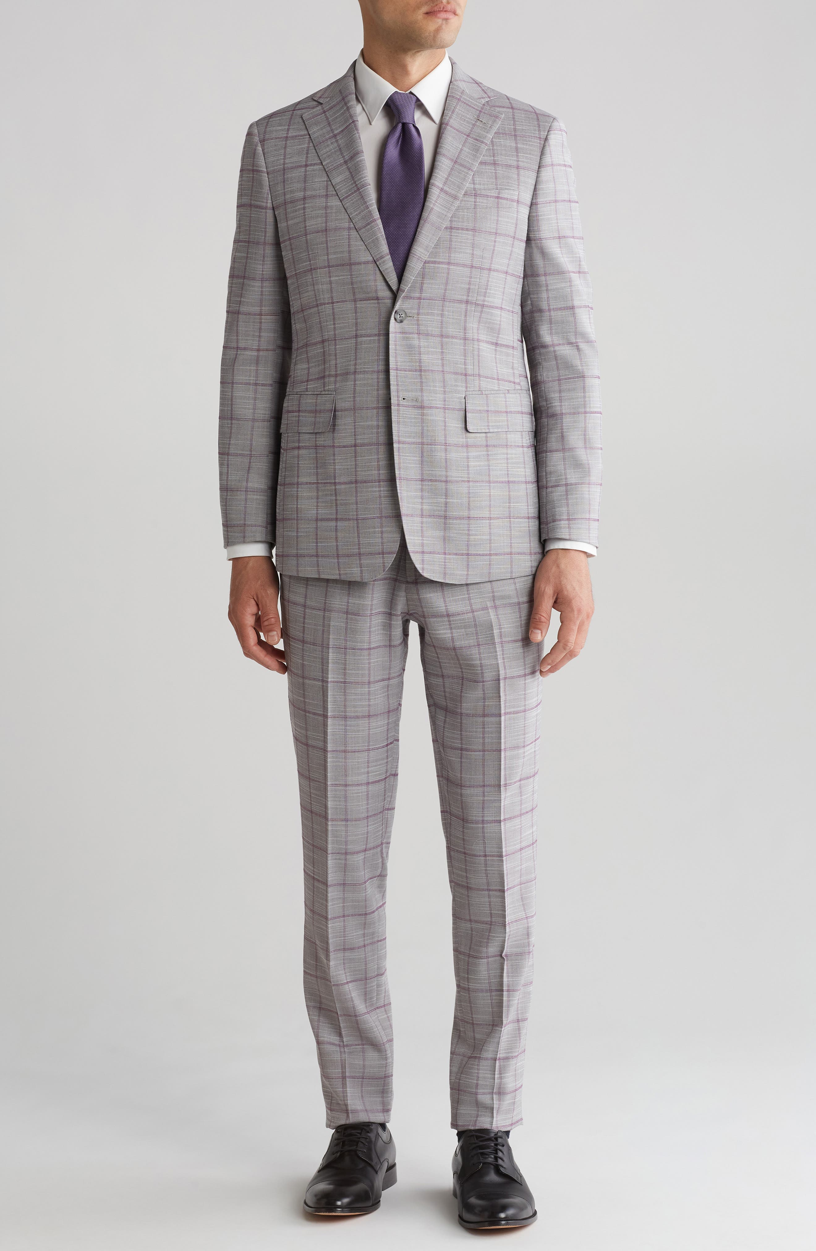 English Laundry Plaid Trim Fit Two-Piece Suit