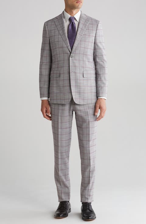 Plaid Trim Fit Two-Piece Suit