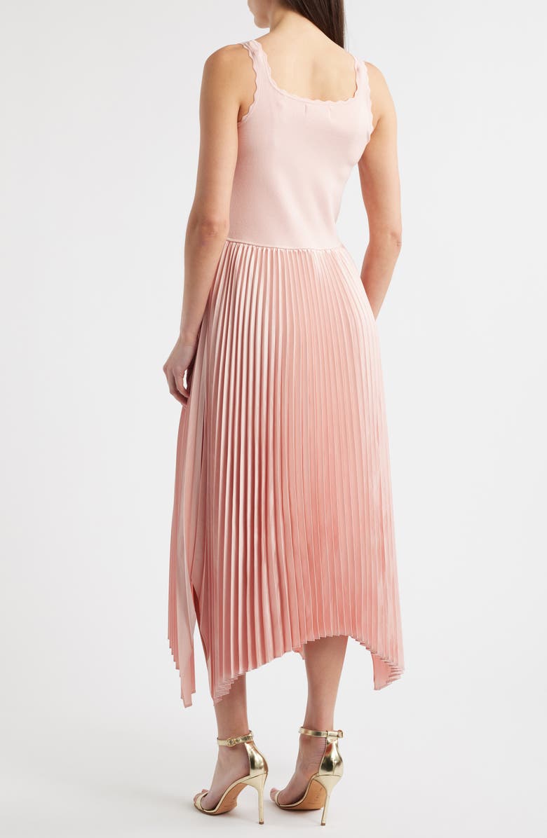 Elie Tahari The Mave Mixed Media Pleated Midi Sweater Dress, Alternate, color, 