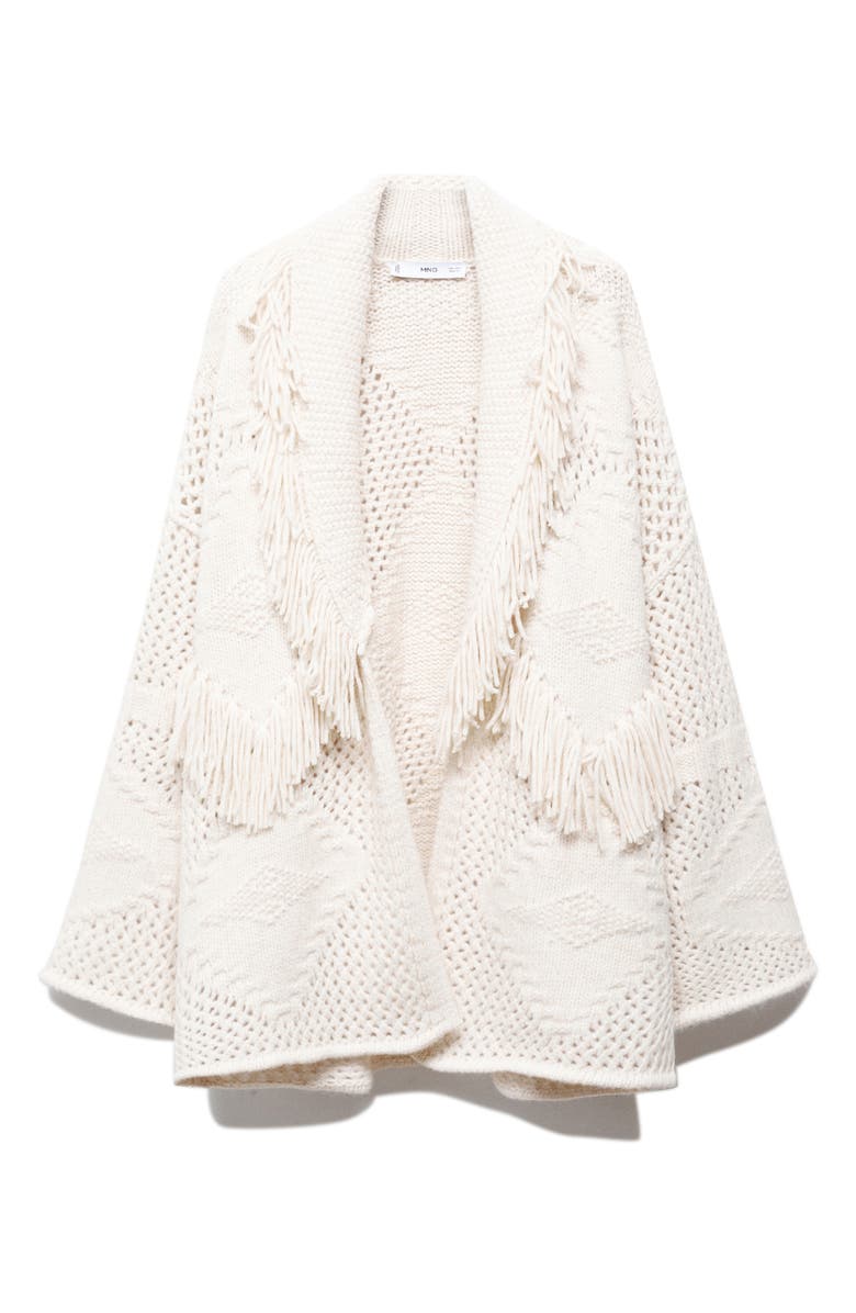 MANGO Fringe Long Open Cardigan, Alternate, color,