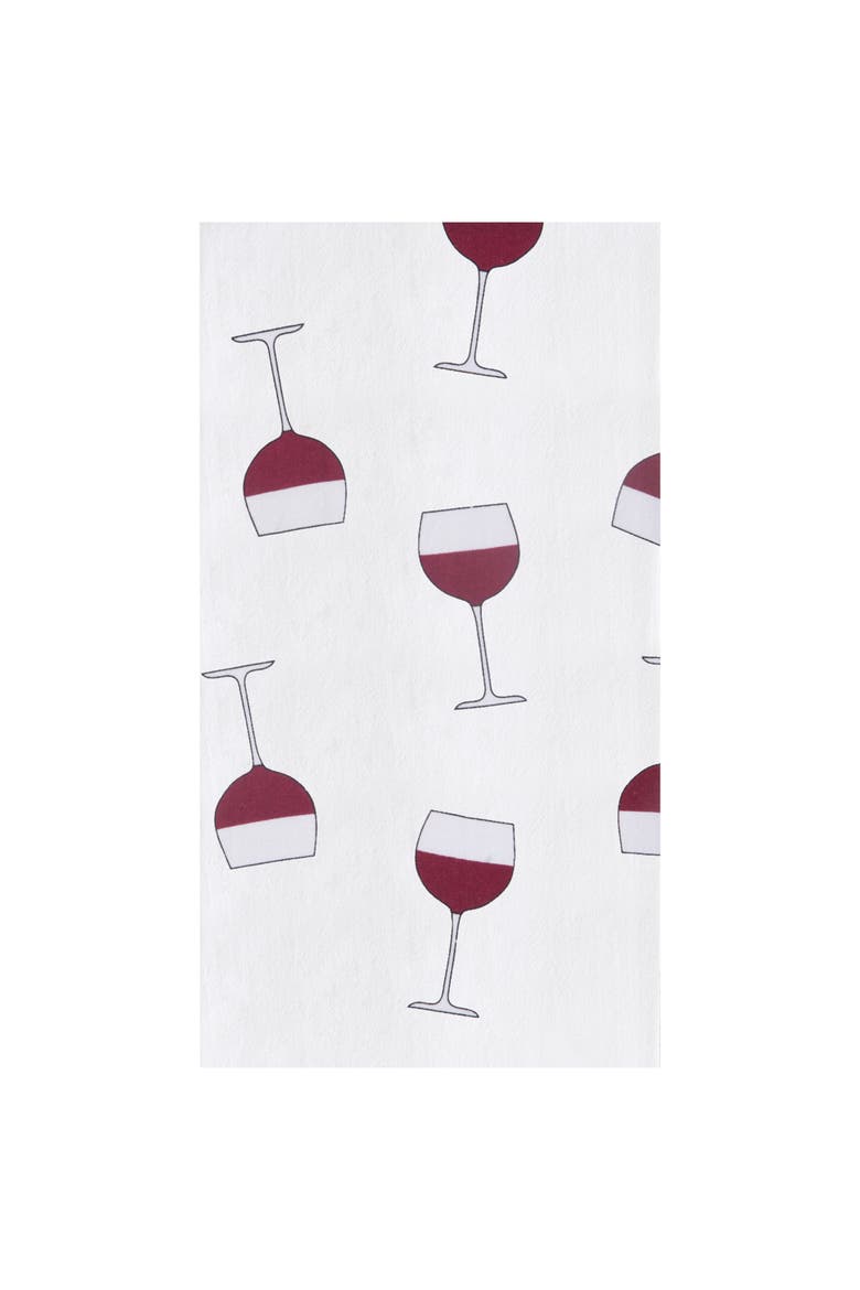 Wine Glasses Embroidered Cotton Flour Sack Kitchen Towel, Main, color, Red