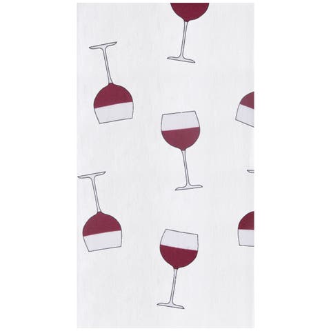 Wine Glasses Embroidered Cotton Flour Sack Kitchen Towel