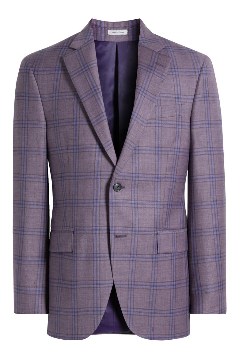 Flynn Classic Fit Plaid Wool Sport Coat, Alternate, color, PURPLE