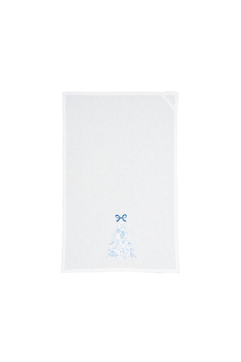 Icy Botanical Christmas Tree with Ribbon Towel, Alternate, color, Blue