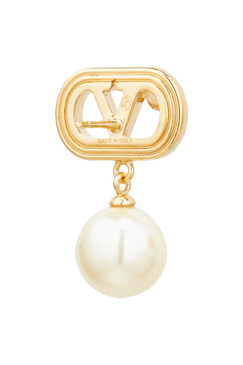 Ovalette VLOGO Swarovski® Faux Pearl Drop Earrings, Alternate, color, ORO/ CREAM
