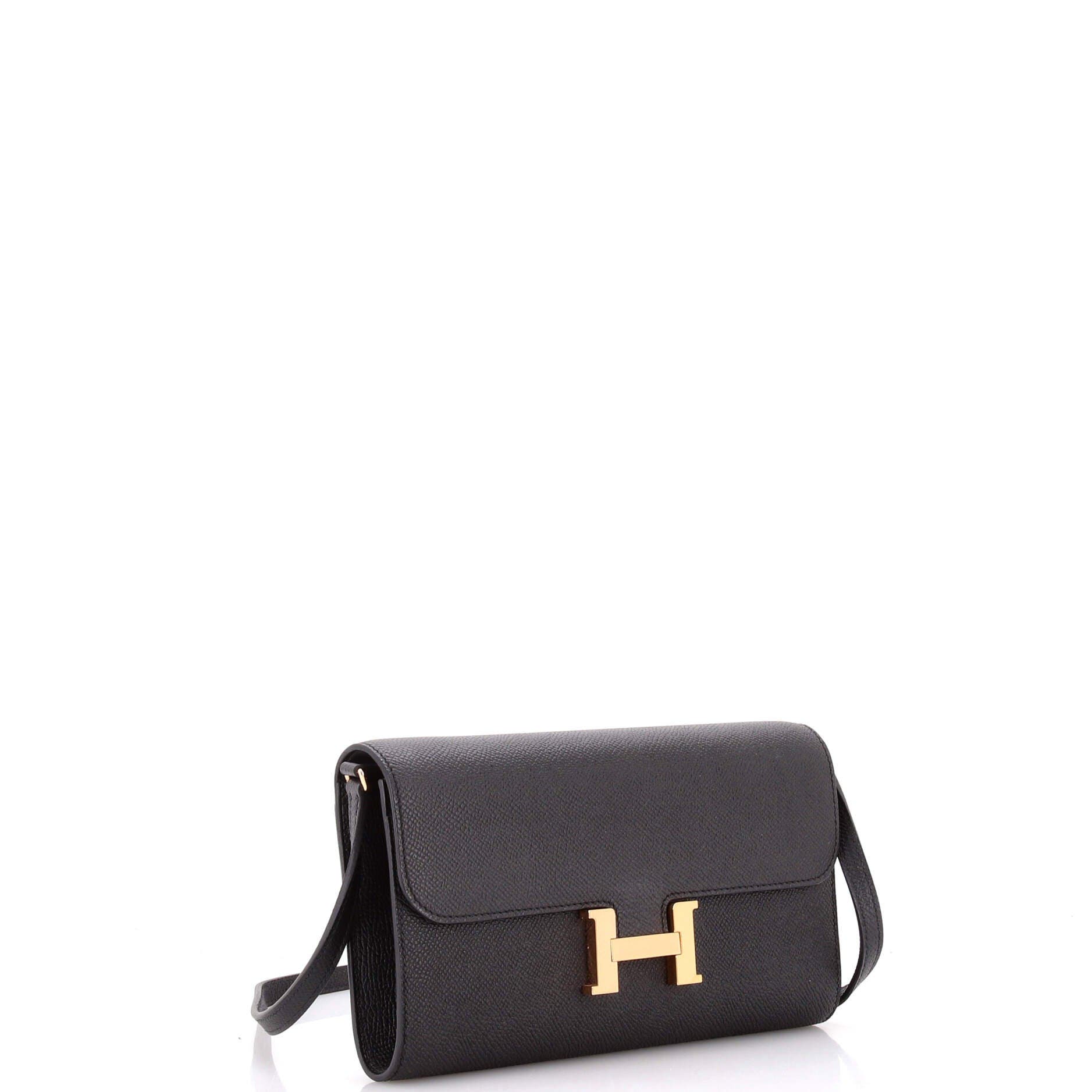 Pre-Owned Hermes Constance To Go Wallet Epsom, Alternate, color, Noir