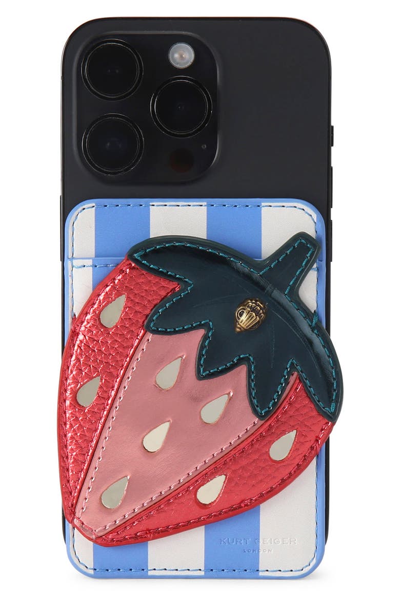Strawberry Magnetic Card Case, Alternate, color, WHITE/OTH