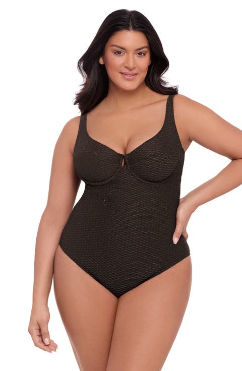 Novelty Texture Underwire One Piece Swimsuit