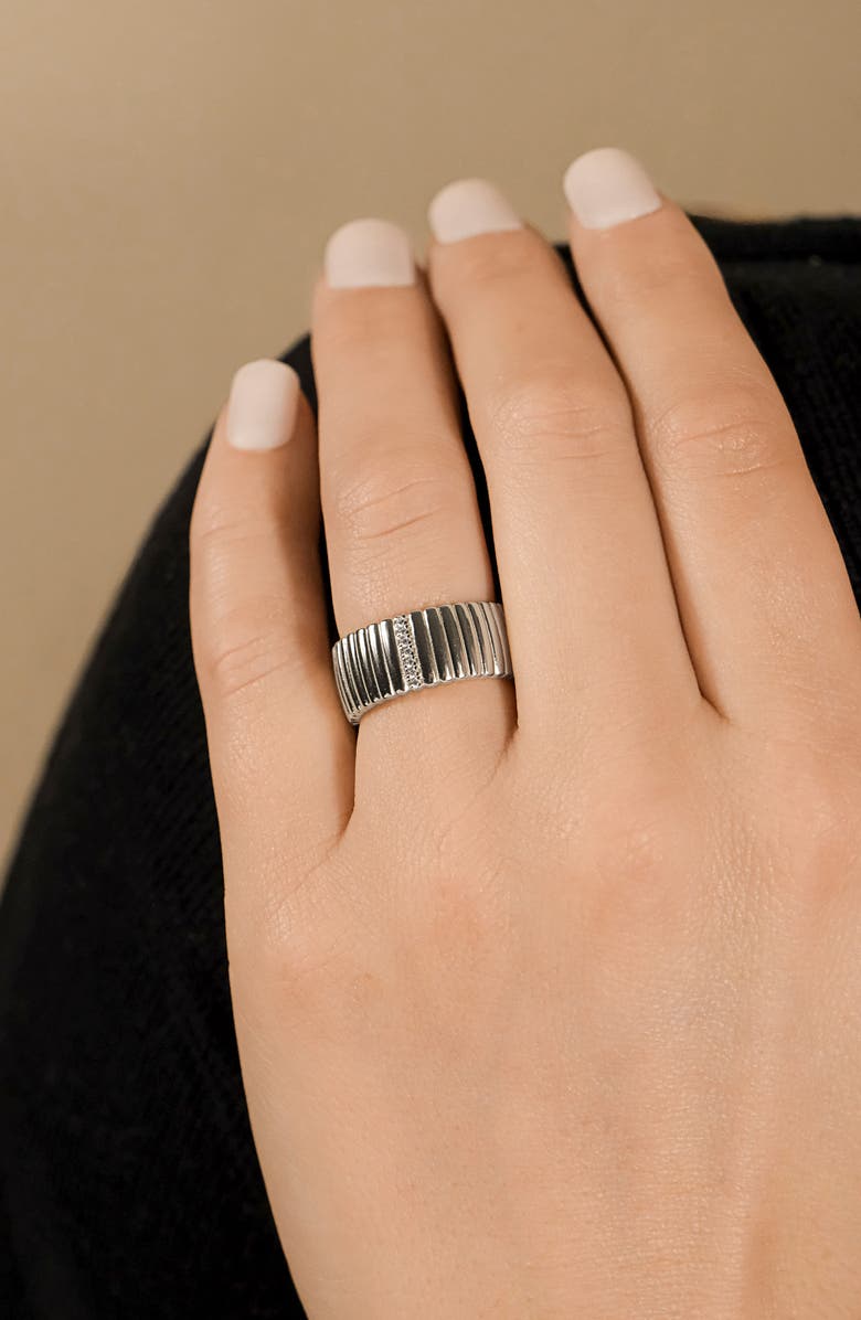 Sterling Forever Robyn Ribbed Band Ring, Alternate, color, Silver