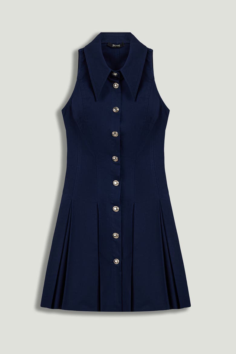 Sleeveless Pleated Mini Dress, Alternate, color, Navy