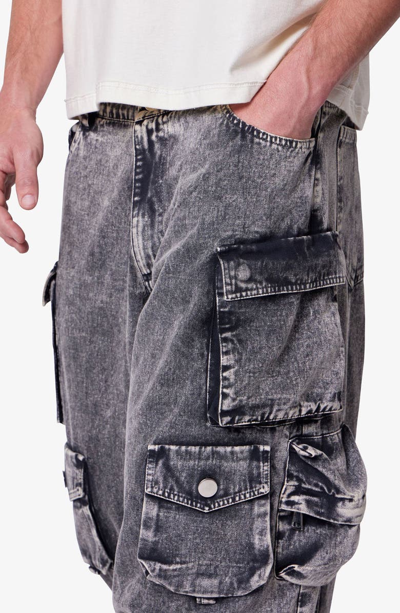 mnml Washed Barrel Baggy Cargo Pants, Alternate, color, Washed Black