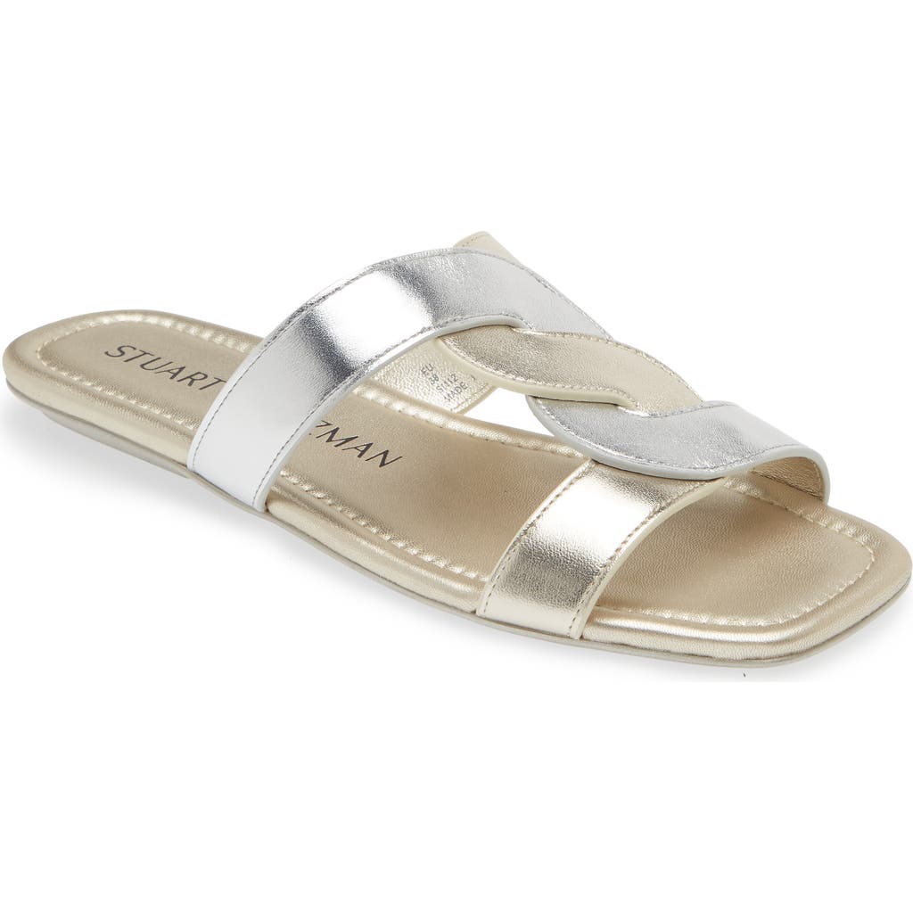 Stuart Weitzman Ibiza Slide Sandal In Silver