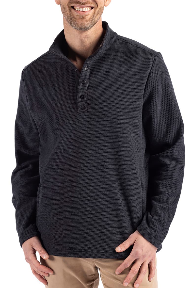 Hunts Point Fleece Snap Pullover, Main, color, BLACK