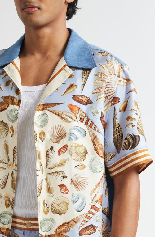 Dolce & Gabbana Silk And Cotton Denim Shirt In Blue