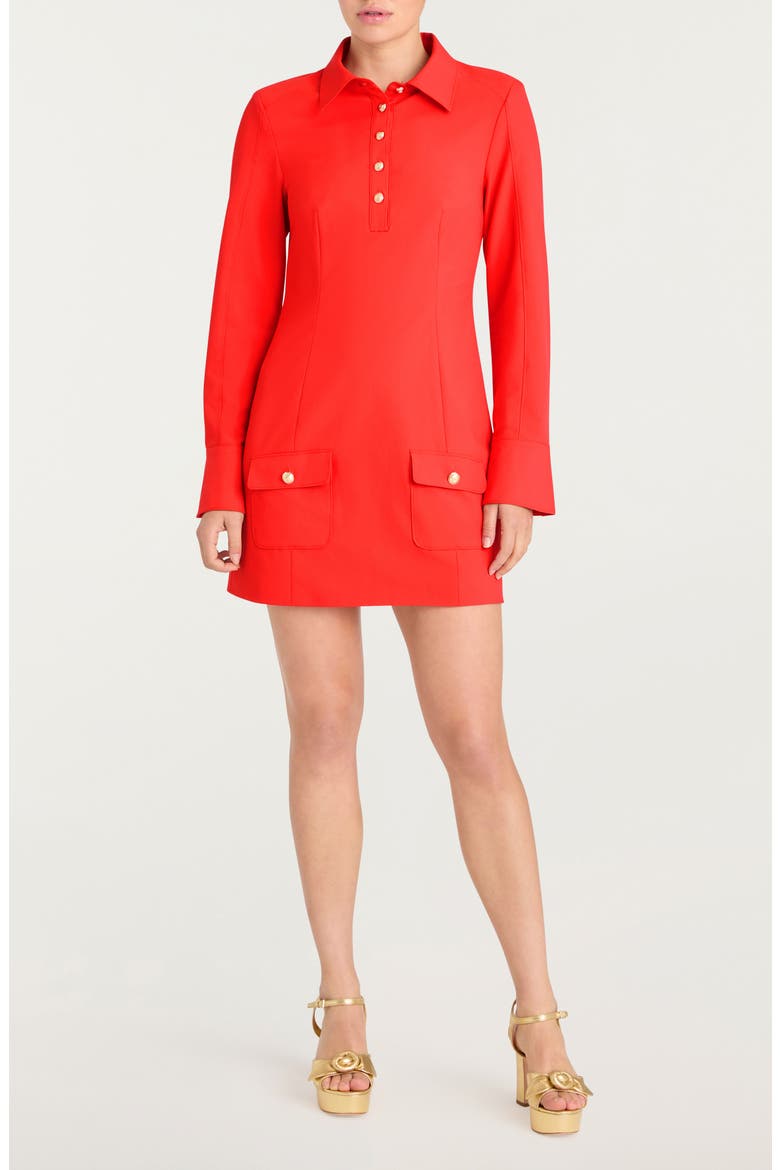 Lea Long Sleeve Mini Shirtdress, Main, color, BISOU