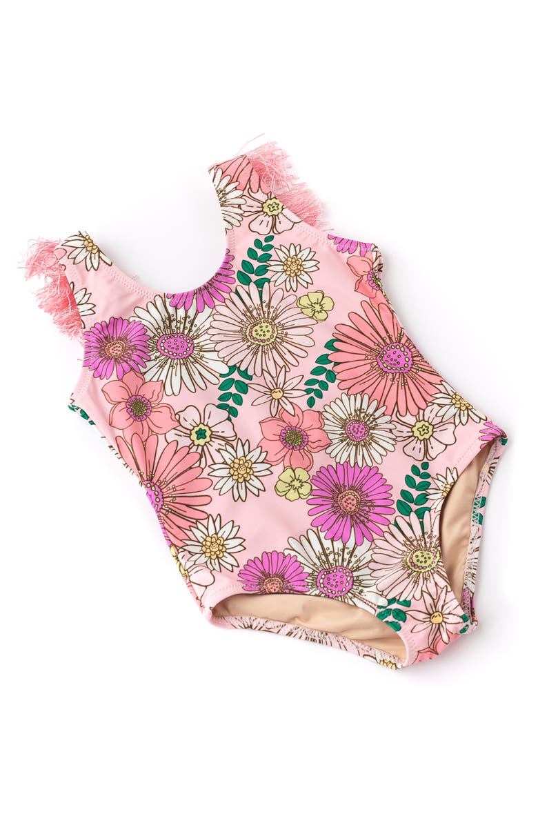Shade Critters Kids' Retro Blossom Fringe Back One-Piece Swimsuit, Alternate, color,
