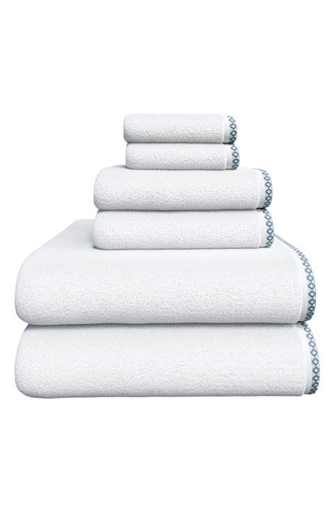 Border Stitch 6-Piece Cotton Towel Set