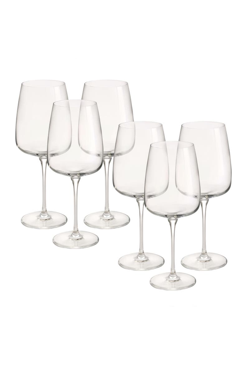 Poznan Glass White Wine Glass 16 oz Transparent Set of 6, Main, color, Clear