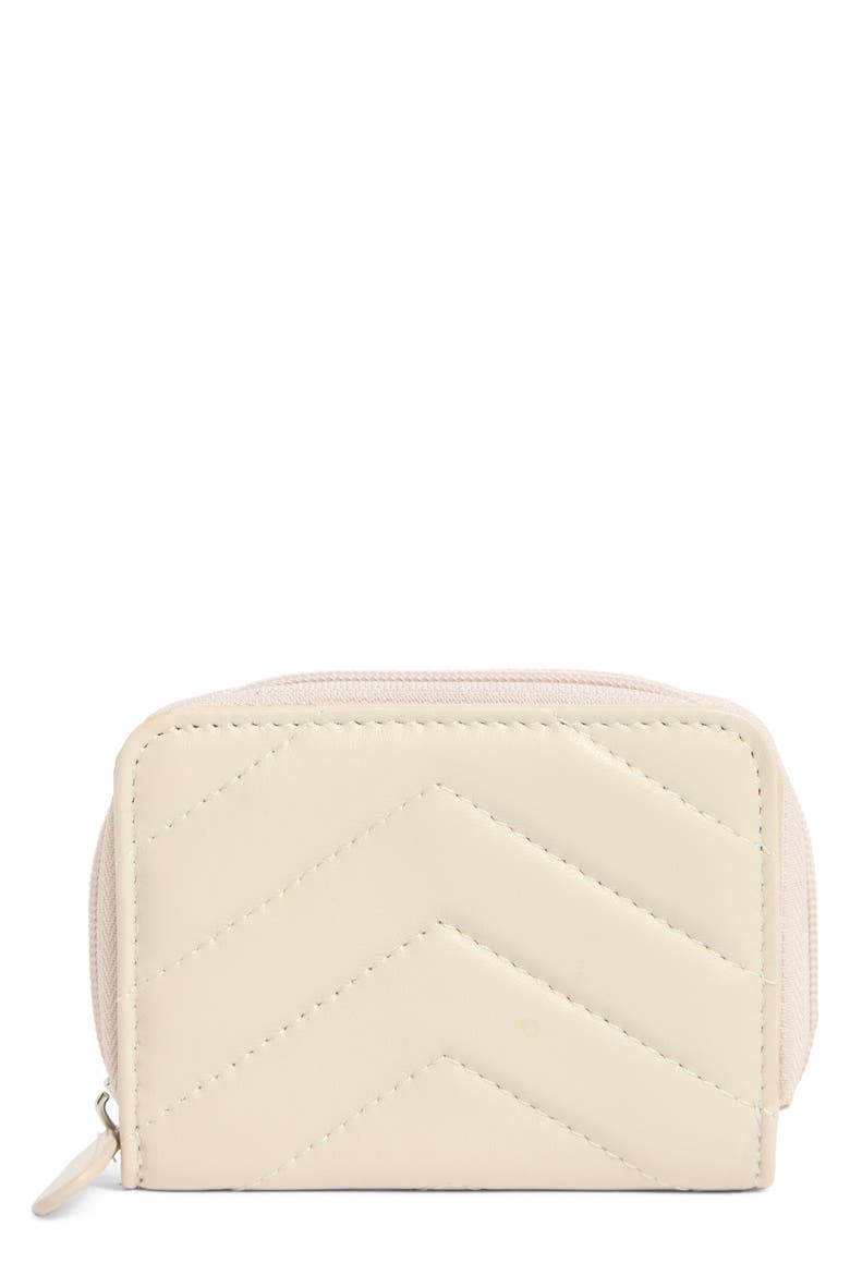 Quilted Card Case, Main, color, BONE