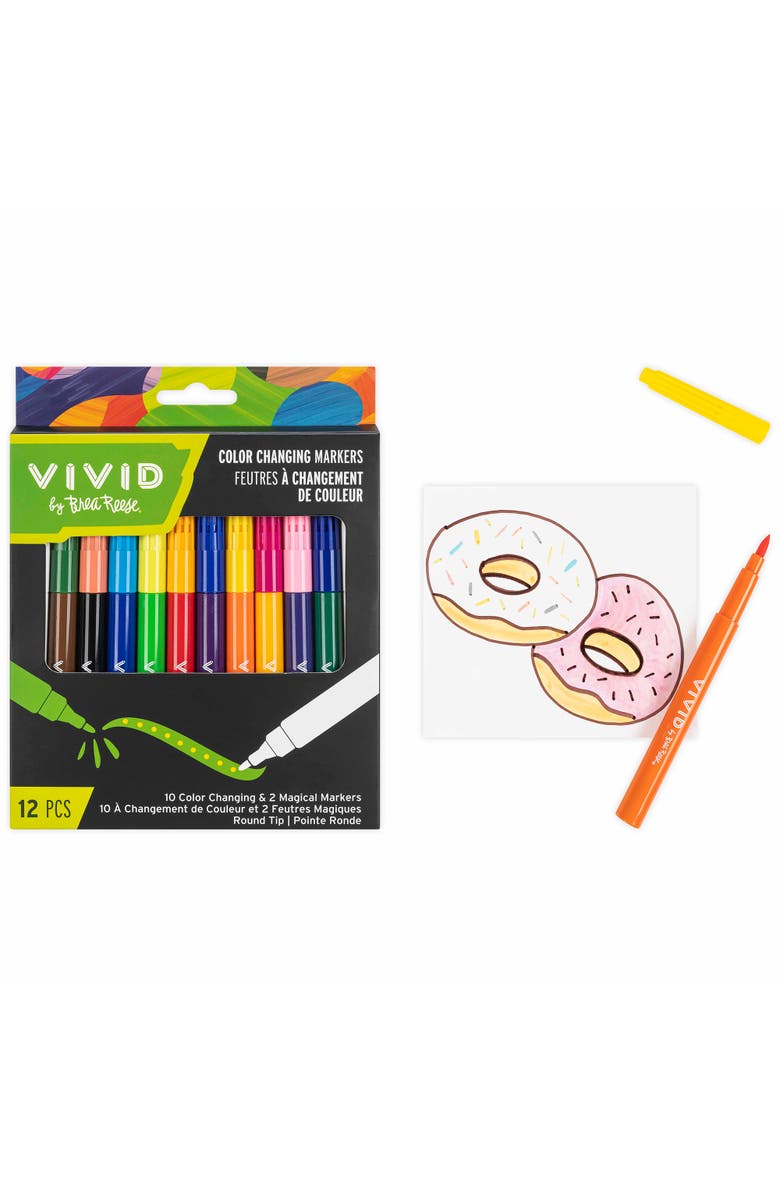 Brea Reese Vivid Color Changing Markers, 10 Color & 2 Magic Ink Markers, Alternate, color, Multicolored