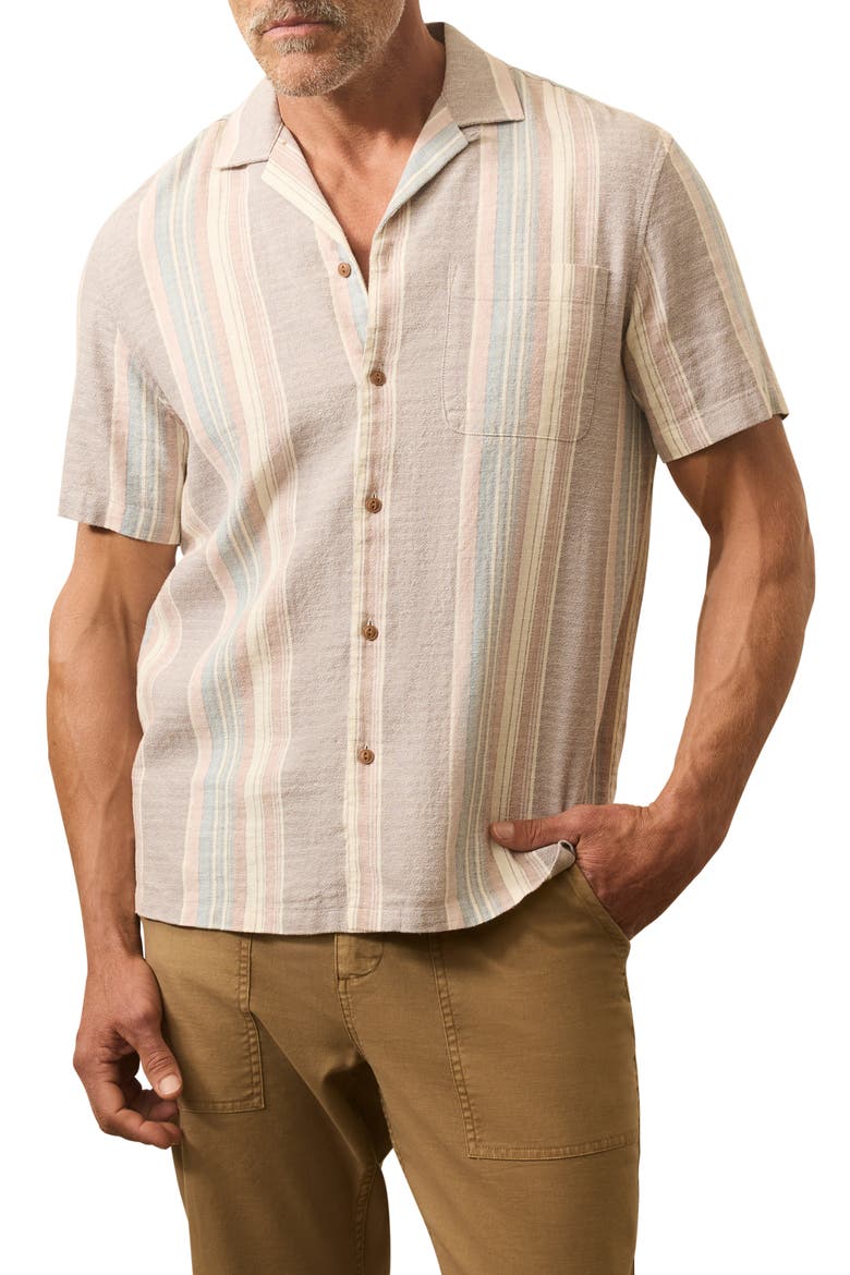 Hemp Blend Camp Shirt, Main, color, SAUNDERS BAY STRIPE