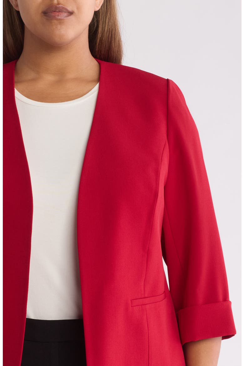 Cardigan-Style Stretch Crepe Blazer, Alternate, color, FIRE RED