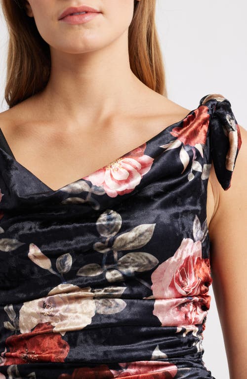 Lulus Teagan Floral Print Off The Shoulder Velvet Dress In Multi