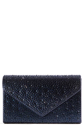 Lady Couture Rhinestone Envelope Clutch In Navy