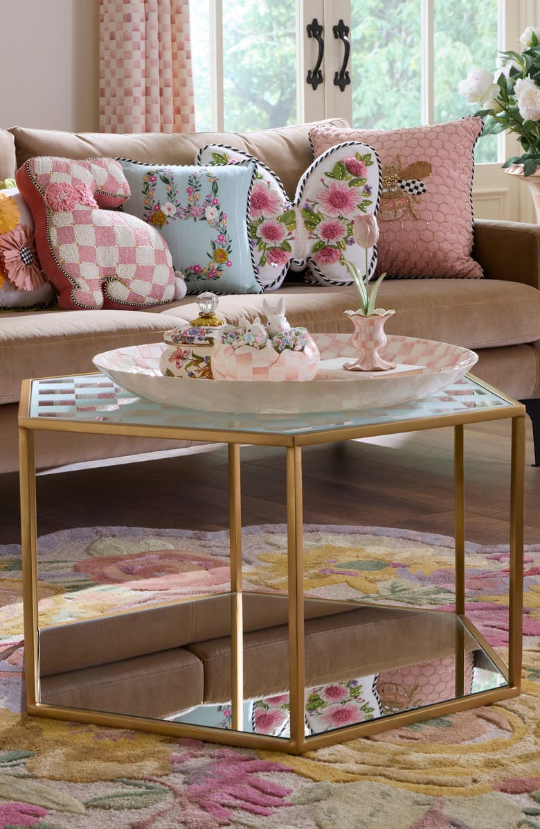 MACKENZIE CHILDS Rosy Check Peekaboo Bunny Egg Figurine, Alternate, color, Pink