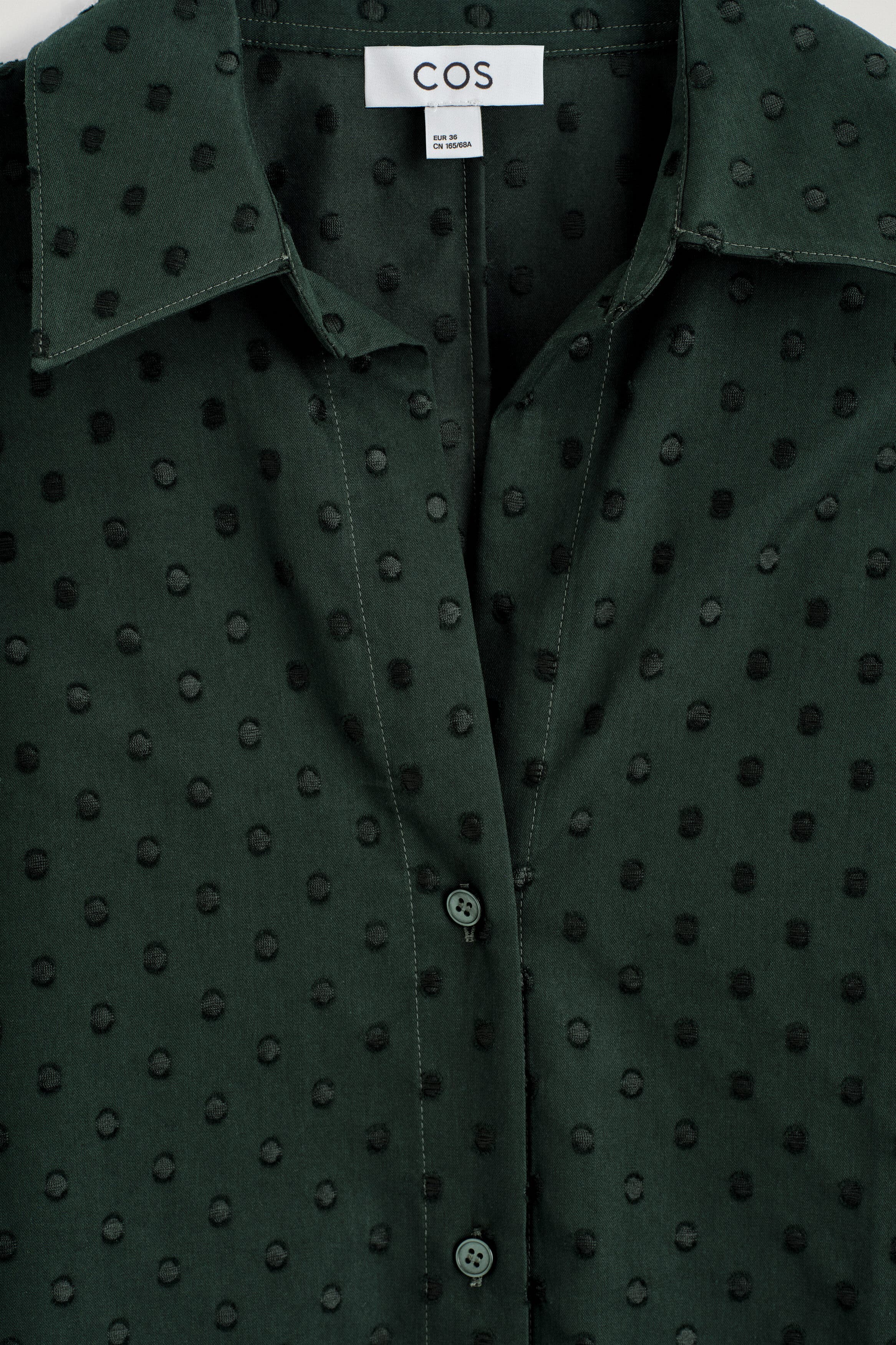 green polka dot dress shirt COS Polka-Dot Cotton-Jacquard (Women) Irish Design