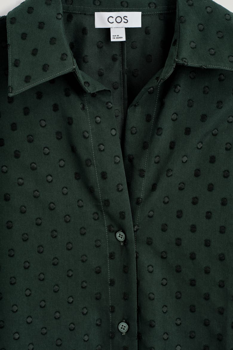 Polka-dot Jacquard Cotton Shirt Dress, Alternate, color, DARK GREEN / POLKA DOT