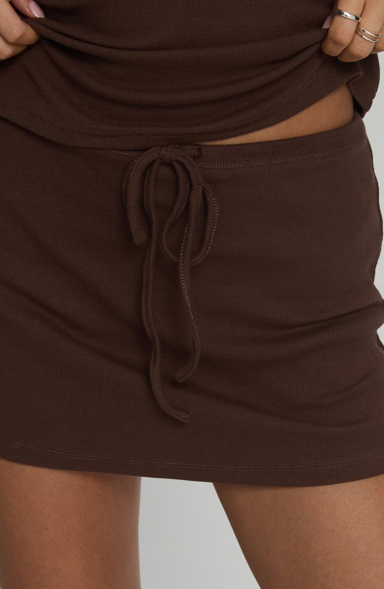 Princess Polly Baseline Stretch Recycled Cotton Rib Skort, Alternate, color, Brown