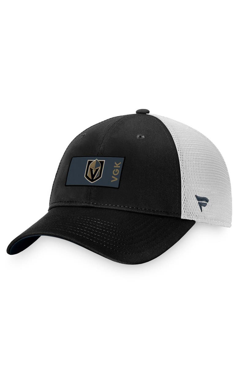 FANATICS Men's Fanatics Branded Black/White Vegas Golden Knights Authentic Pro Rink Trucker Snapback Hat, Main, color, Black