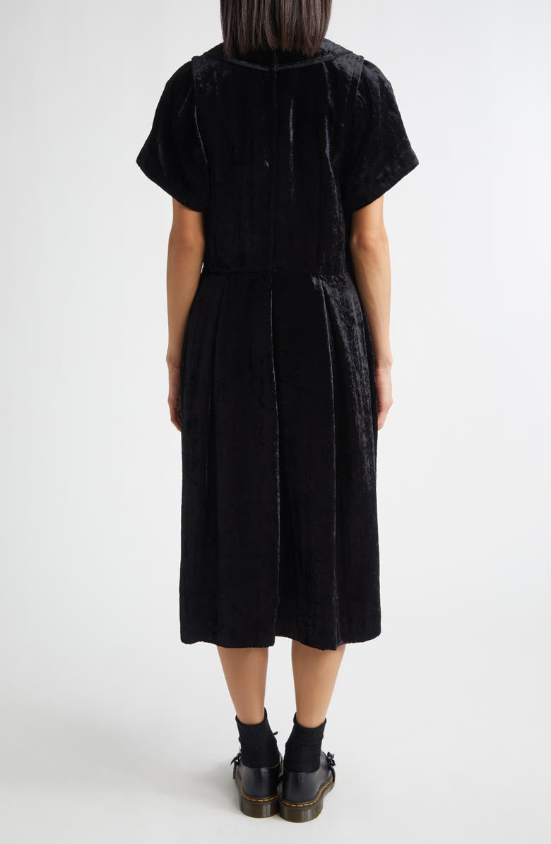 Comme des Garçons Comme des Garçons Pleated Crushed Velvet A-Line Dress, Alternate, color, Black